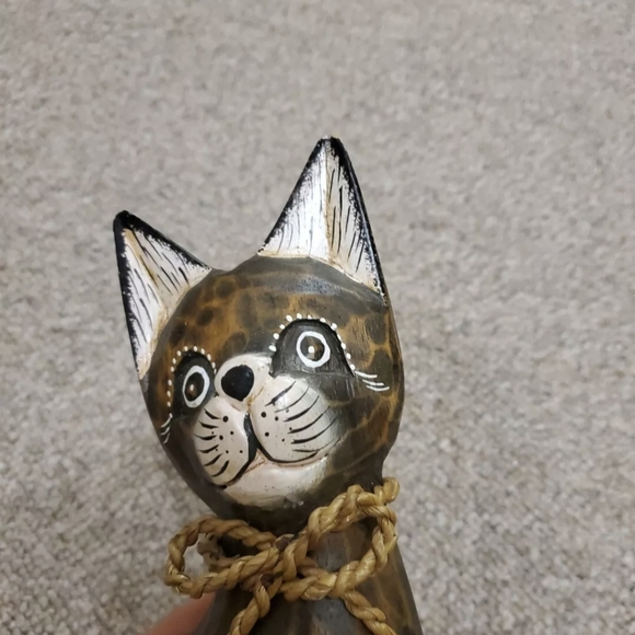 Vintage Cat Wooden Hand Painted Standing Figurine EUC - Picture 7 of 8